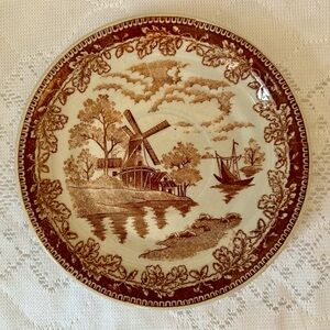 Brown transferware saucer made in Japan